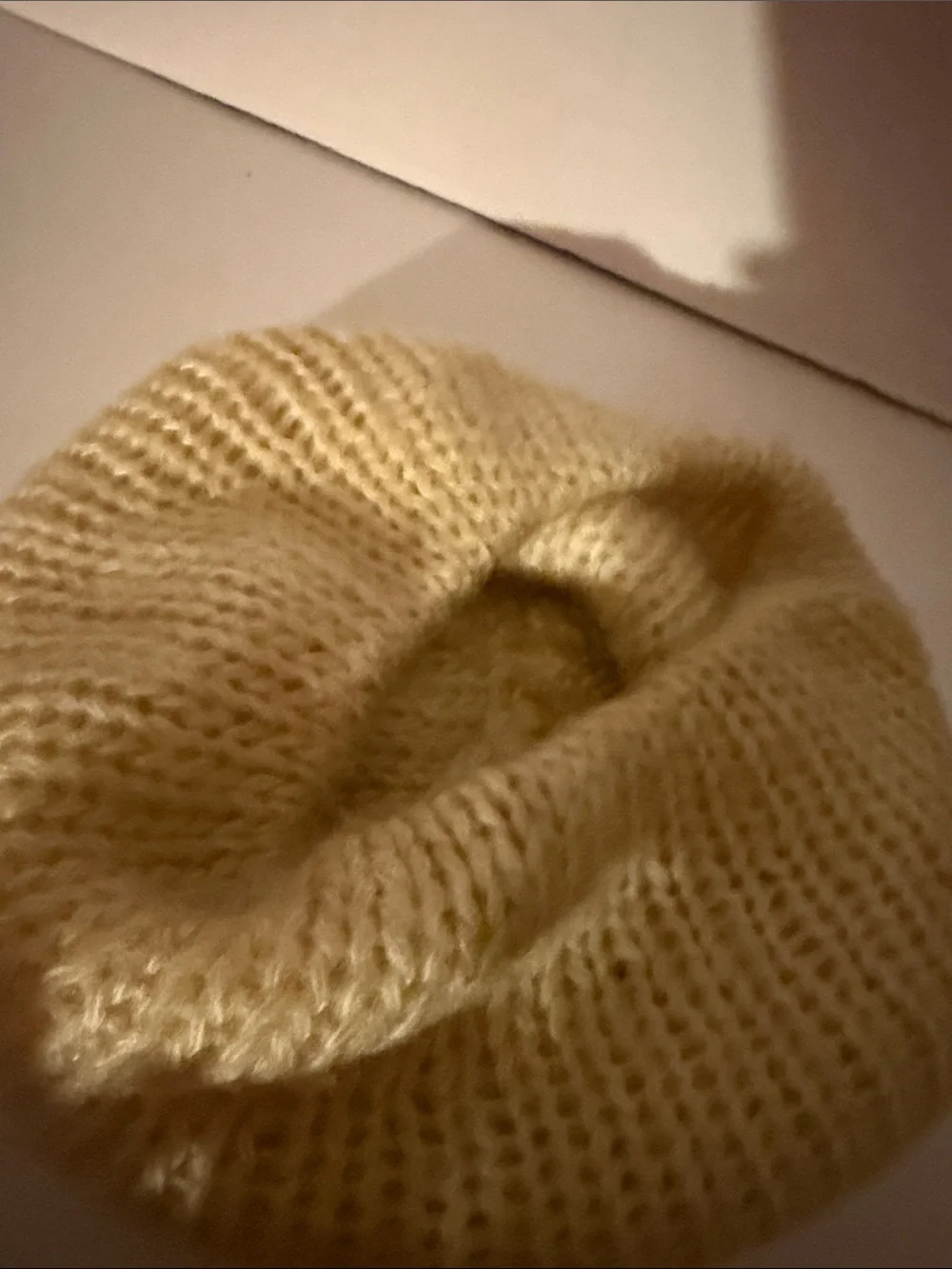 ARIS Slouchy Beanie Hat Cream Ivory Open Knit Made in USA Acrylic